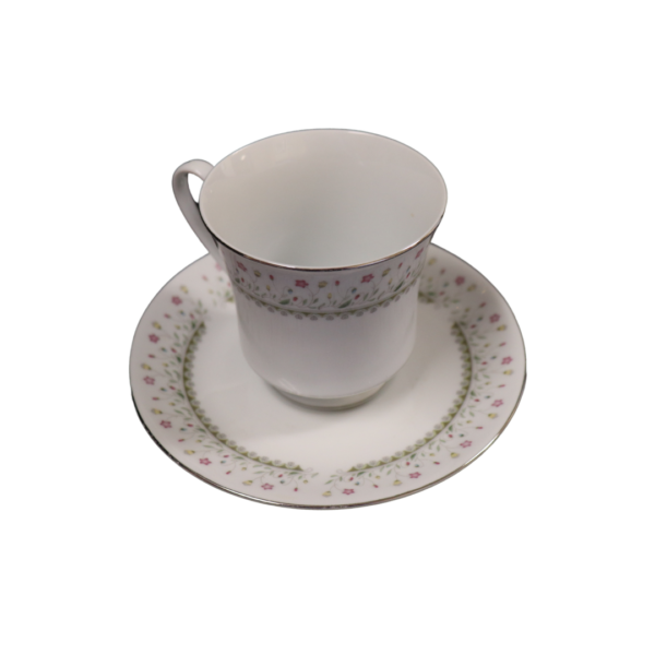 Tea Cup & Saucer - Floral Border